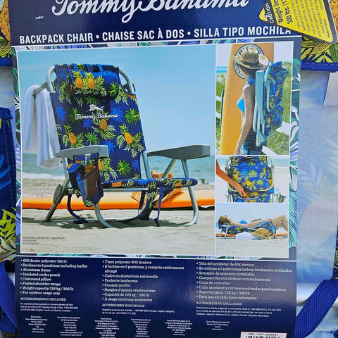Tommy Bahama Backpack Cooler Beach Chairs - Blue Pineapple